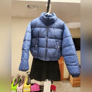 Blue Puffer Crop Jacket